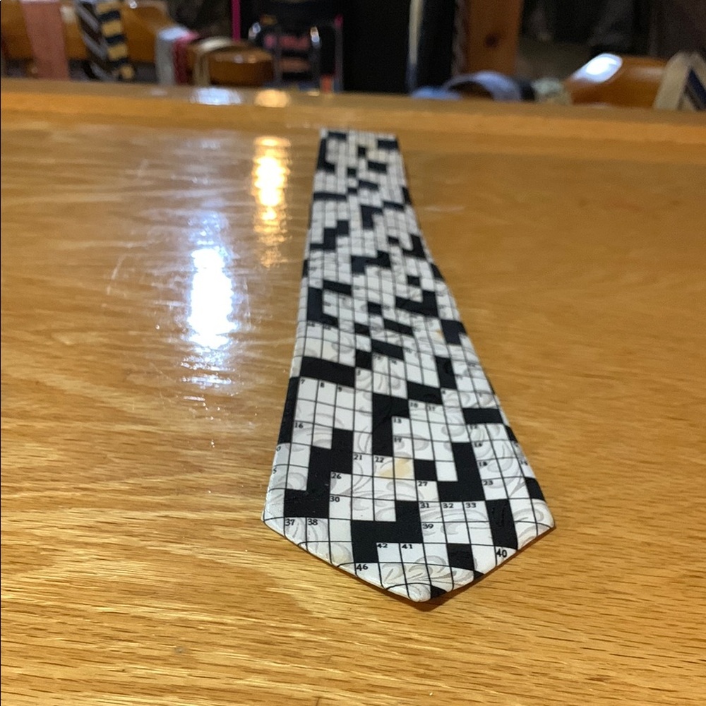 VENUS Black and White Crossword Puzzle Tie